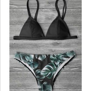 Black and Green Floral Bikini